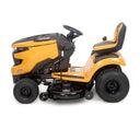 Orange and black Cub Cadet lawn mower on a white background