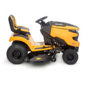 Yellow and black Cub Cadet lawn tractor on a white background