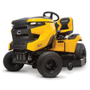 Yellow and black Cub Cadet lawn mower on a white background