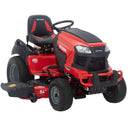 Red riding lawn mower on a white background